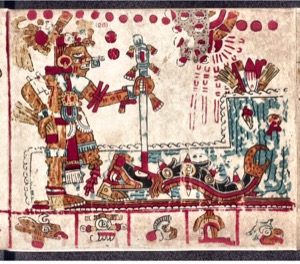 Deidad Maya en ritual con serpiente emplumada — Anónimo mesoamericano
