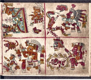 Página de un Códice Maya con Deidades y Rituales — Anónimo mesoamericano
