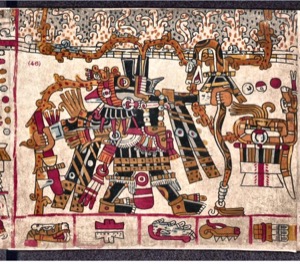 Ilustración de deidad azteca con vestimenta ceremonial — Anónimo mesoamericano