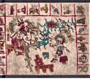 Códice Borbónico: — Escena de deidades y figuras prehispánicas — Anónimo mesoamericano