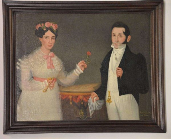 Retrato de pareja con rosa — Vicente Escobar