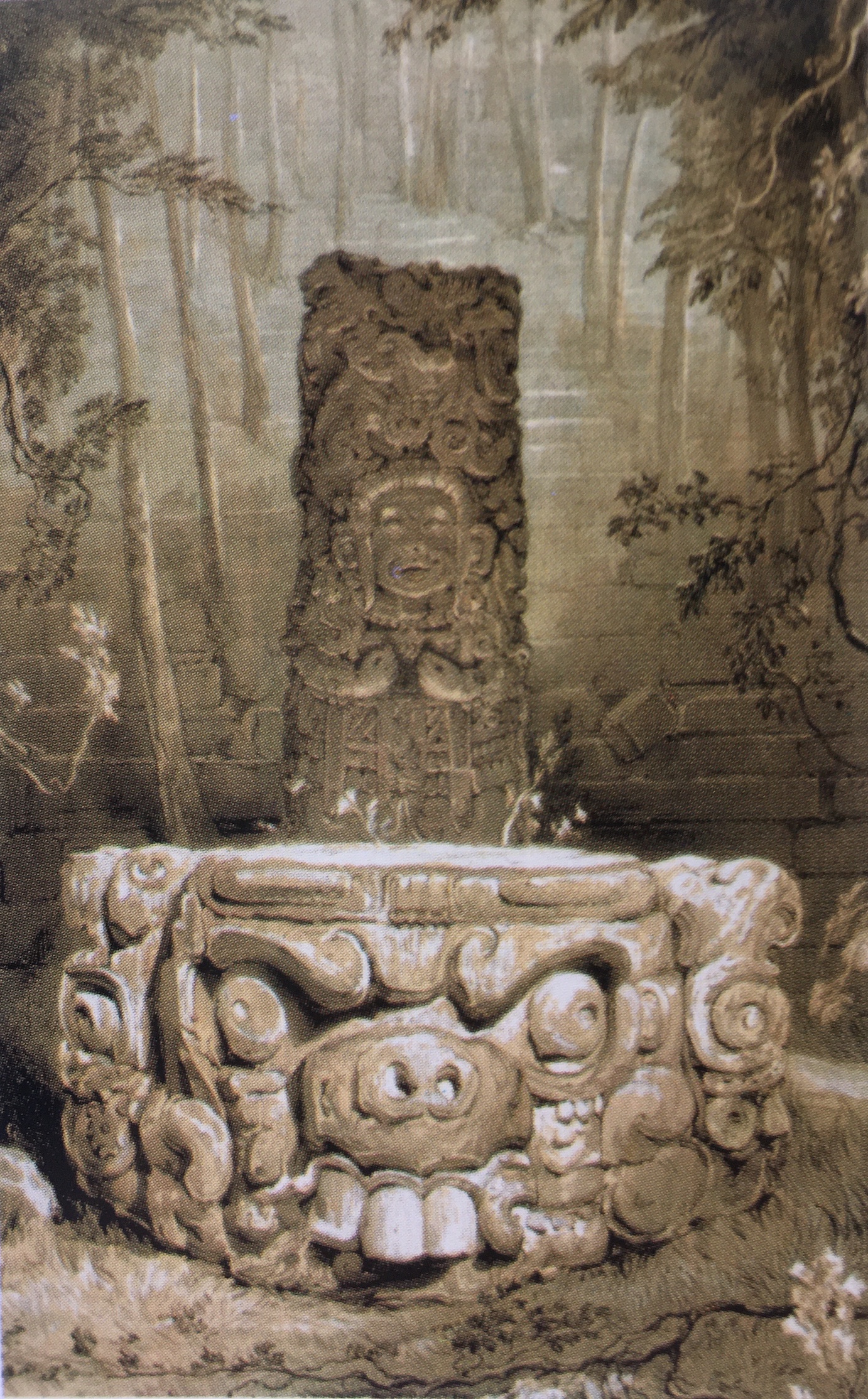 Altar y Estela D de Copán — Frederick Catherwood