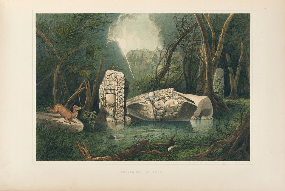 Ídolo roto de Copán — Frederick Catherwood