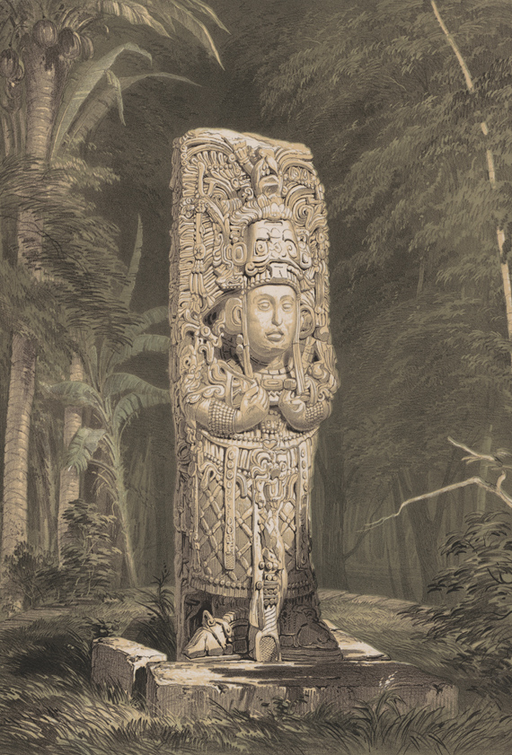 Estela D de Copán — detalle — Frederick Catherwood
