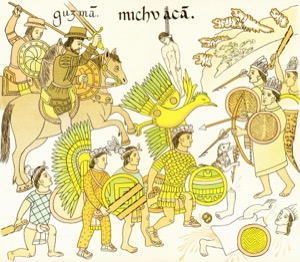 Aztec indians mexico tlaxcalan cortez — Anónimo (ilustración colonial)