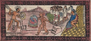 Ritual de combate azteca ante Moctezuma — Anónimo tlacuilo mexica