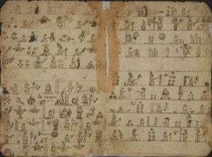 Códice con pictogramas y glifos prehispánicos — Anónimo tlacuilo mexica