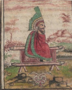 En su sedente ceremonial — Anónimo tlacuilo mexica