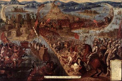 La Conquista de México — Anónimo (arte colonial)