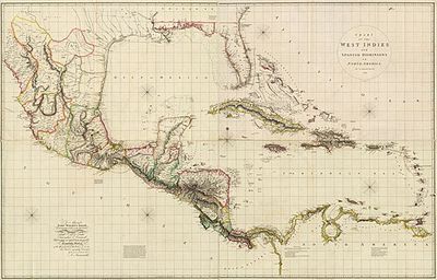 Carta de las Indias Occidentales y dominios españoles en América del Norte — John Wyld