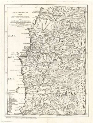 Mapa de una parte de Chile, que comprende el Territorio de Indios, y las Tierras de Españoles y Araucanos — Anónimo