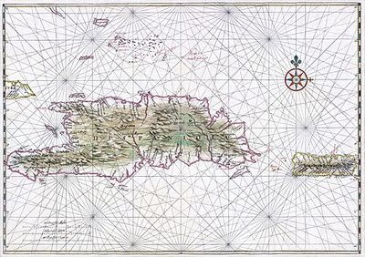 Mapa de la isla de Santo Domingo — Anónimo (arte colonial)