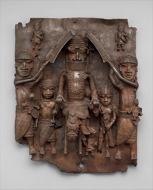 Research plaque with equestrian ọ bà king and attendants — Research