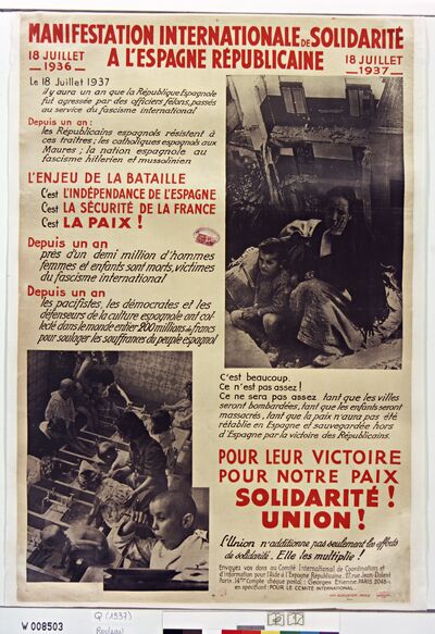 Front de la Joventut. Volem ! L'exèrcit popular servei militar obligatori comandament unic. Per que ? Per guanyar aviat la guerra I aixecar una nova societat : [affiche] — Lee. Illustrateur