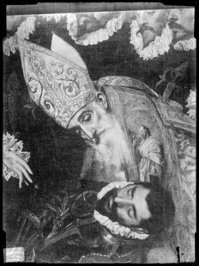 Pintura de Domenico Theotocopuli "el Greco" : Detalle del Entierro del Conde de Orgaz — Alguacil, Casiano (1832-1914)