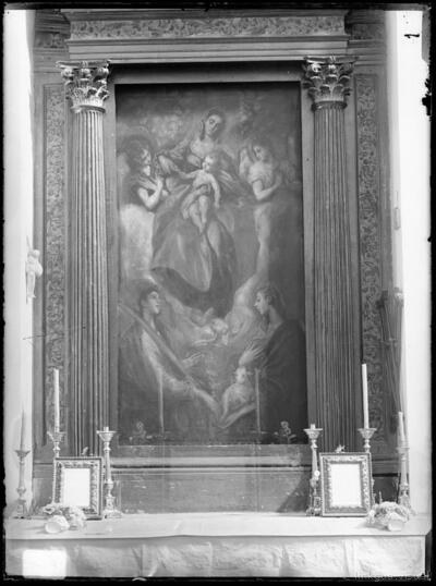 Pintura de Domenico Theotocopuli "El Greco" : Virgen con el Niño, Santa Martina y Santa Inés