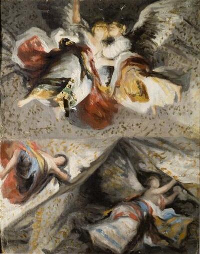 Boceto de los frescos de San Antonio de la Florida - Cuadro — Galván y Candela, José María (Lugar de nacimiento: Valencia-València (p), 1837 - Lugar de defunción: Madrid, 1899) Copia de