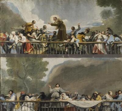 Boceto de los frescos de San Antonio de la Florida - cuadro — Galván y Candela, José María (Lugar de nacimiento: Valencia-València (p), 1837 - Lugar de defunción: Madrid, 1899) Copia de