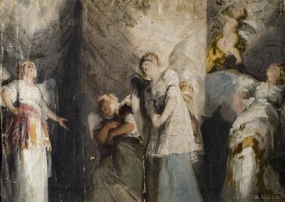 Boceto de los frescos de San Antonio de la Florida - cuadro — Galván y Candela, José María (Lugar de nacimiento: Valencia-València (p), 1837 - Lugar de defunción: Madrid, 1899) Copia de