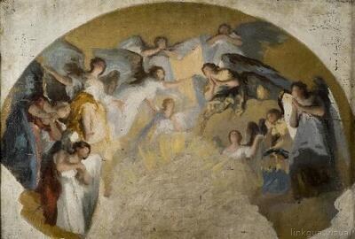 Boceto de los frescos de San Antonio de la Florida - cuadro — Galván y Candela, José María (Lugar de nacimiento: Valencia-València (p), 1837 - Lugar de defunción: Madrid, 1899) Copia de