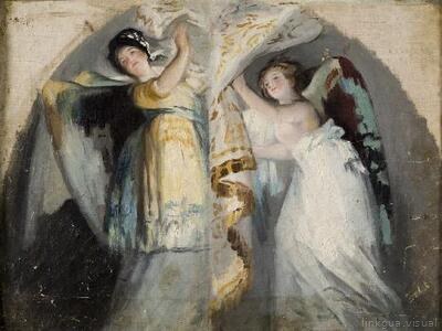 Boceto de los frescos de San Antonio de la Florida - cuadro — Galván y Candela, José María (Lugar de nacimiento: Valencia-València (p), 1837 - Lugar de defunción: Madrid, 1899) Copia de