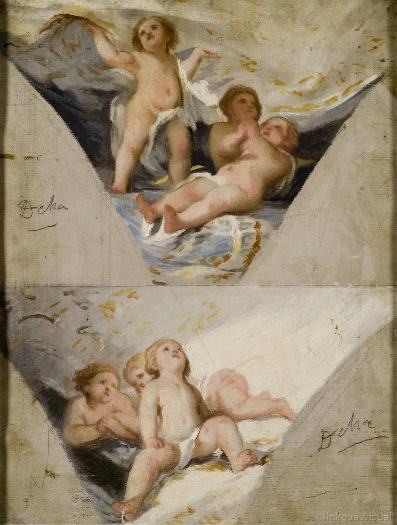 Boceto de los frescos de San Antonio de la Florida - cuadro — Galván y Candela, José María (Lugar de nacimiento: Valencia-València (p), 1837 - Lugar de defunción: Madrid, 1899) Copia de