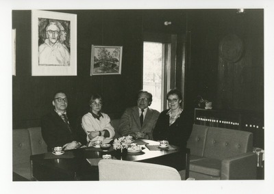 Eelhill and Raija Maya, Finland, coffee table at the Riglas House Museum, 26.05.1987 — Prehill, August (depicted)