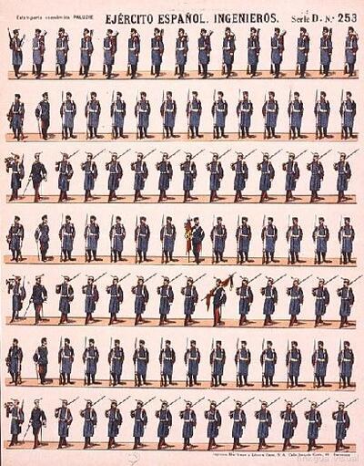 Estampas económicas Paluzie — 253: soldados del cuerpo de ingenieros del ejército español — No identificado