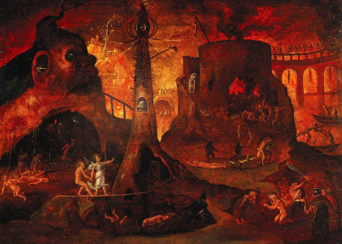 Hieronymus Bosch (c.1450-1516) (follower of) - an Angel Leading a Soul into Hell - 44837i - Wellcome — El Bosco