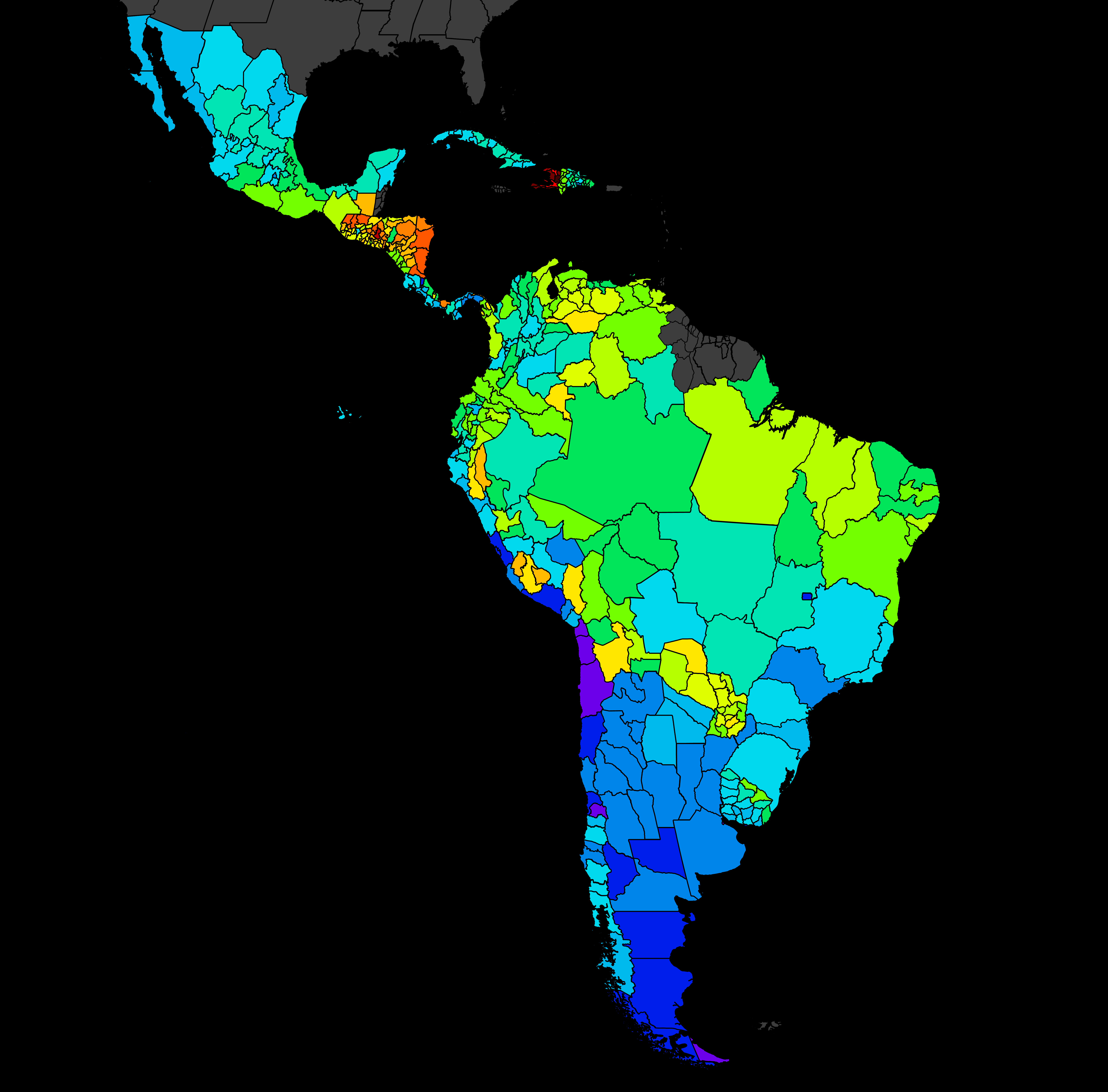 Mapa de Latinoamérica con divisiones regionales — De la Conquista A la Independencia