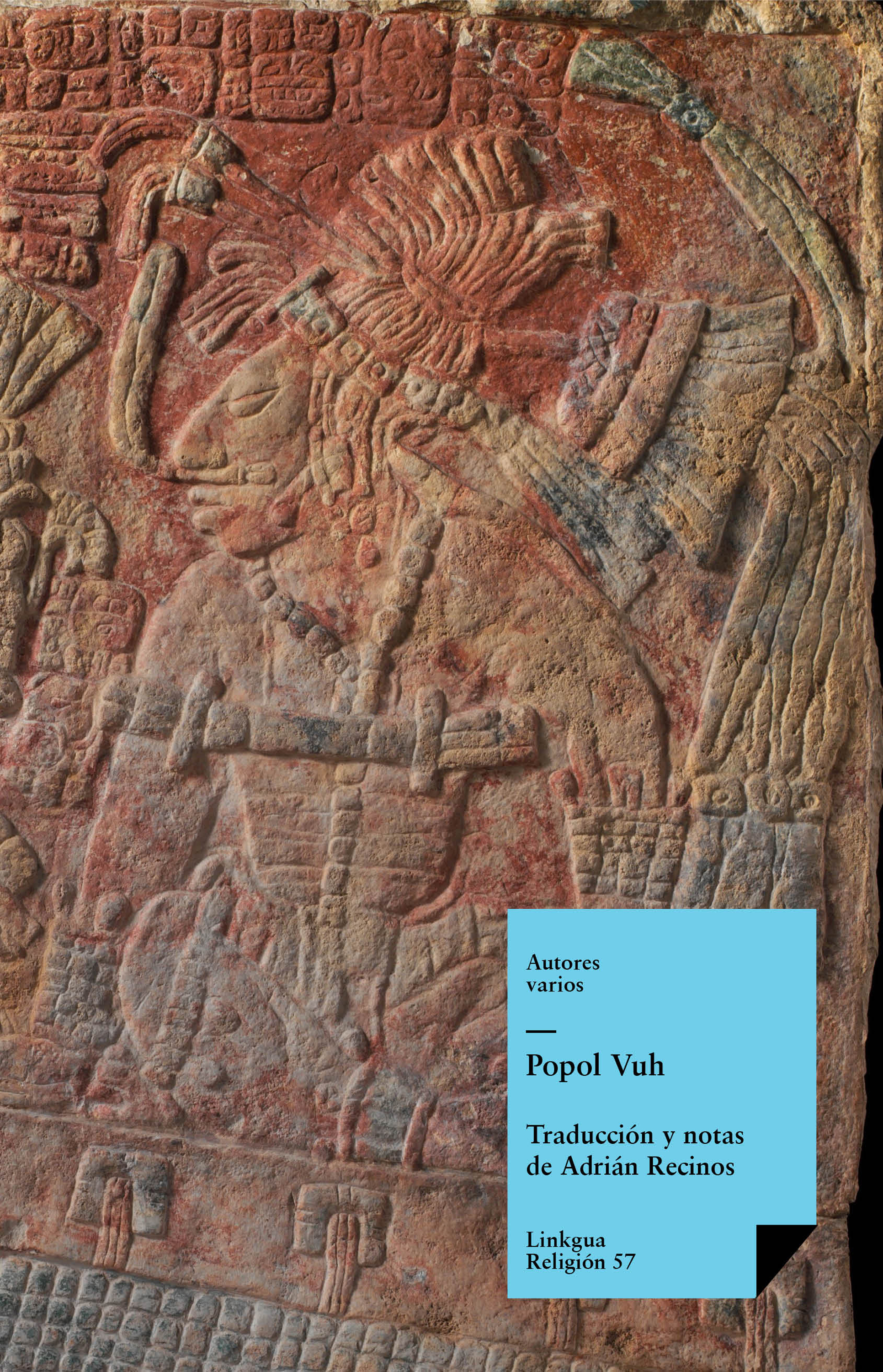 Relieve maya con texto explicativo — Popol Vuh