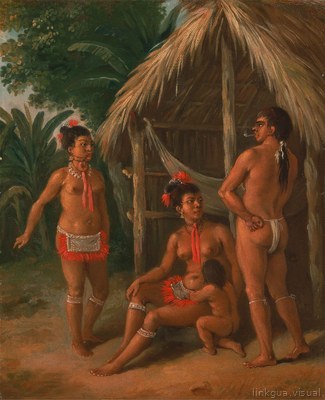A Family in a Hut at Tahiti — John Webber