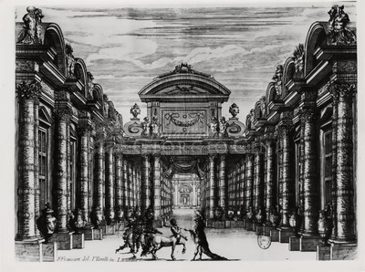 Es una portadilla ilustrada que representa una escena arquitectónica…