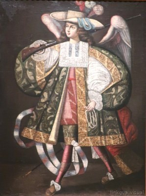 Arcángel Salamiel con arcabuz — Escuela cuzqueña (anónimo)