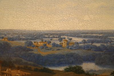 Paisaje rural con casas y árboles — Frans Post