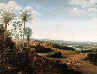 Paisaje tropical con figuras — Frans Post