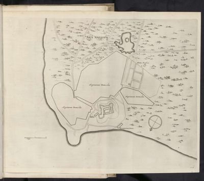 Mapa de la fortaleza de Arx Nassau y sus alrededores — Georg Marcgraf