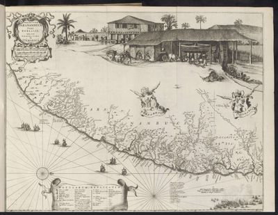 Mapa de la costa de Pernambuco y Pará, Brasil — Georg Marcgraf