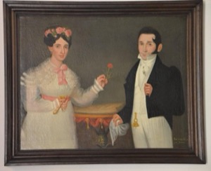 Retrato de pareja de la alta sociedad con elementos simbólicos — John White