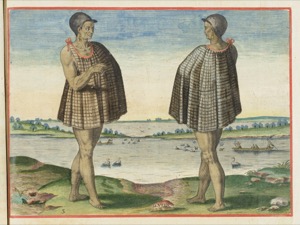 Dos hombres nativos con vestimenta tradicional