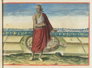 Retrato de un nativo americano en su aldea — John White
