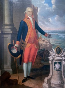 Retrato de un oficial militar español con fondo marino — John White