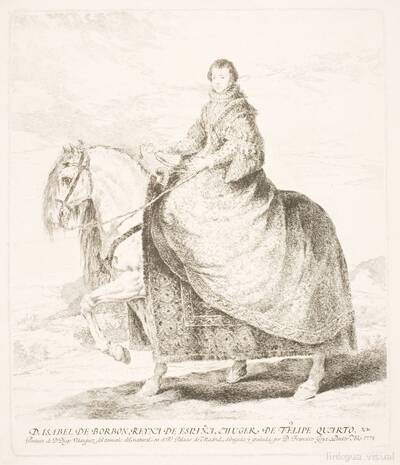 Isabel de Borbón, reina de España, a caballo