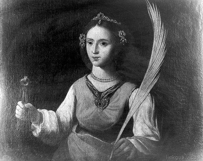 St Apollonia. Oil painting by a follower of Francisco de Zurbaran.