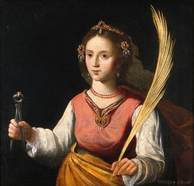 St Apollonia. Oil painting by a follower of Francisco de Zur