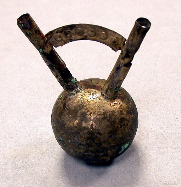 Miniature Silver Double Spout Bottle