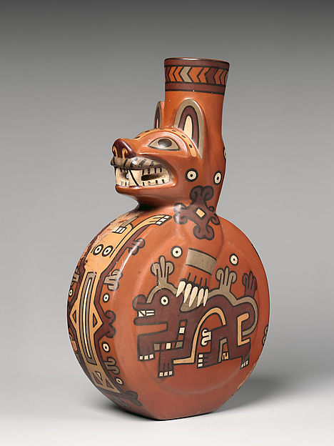 Bottle in the shape of a feline — Wari artist(s)