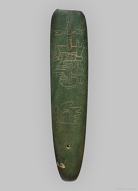 Modified celt-pendant with incised motifs — Olmec artist(s)
