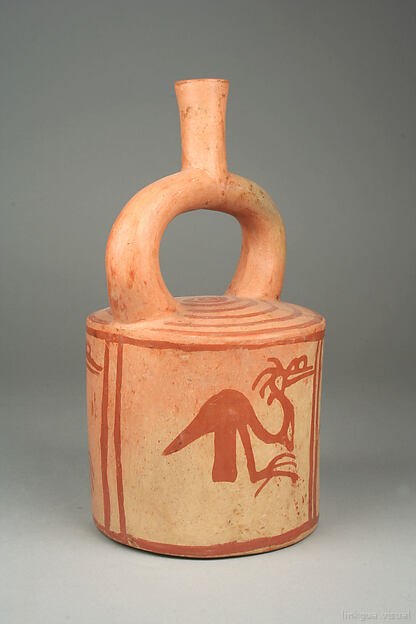 Stirrup Spout Bottle with Long Necked Birds — Anónimo moche