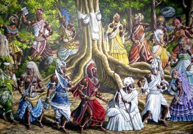 Arte representando as entidades das Linhas de Umbanda